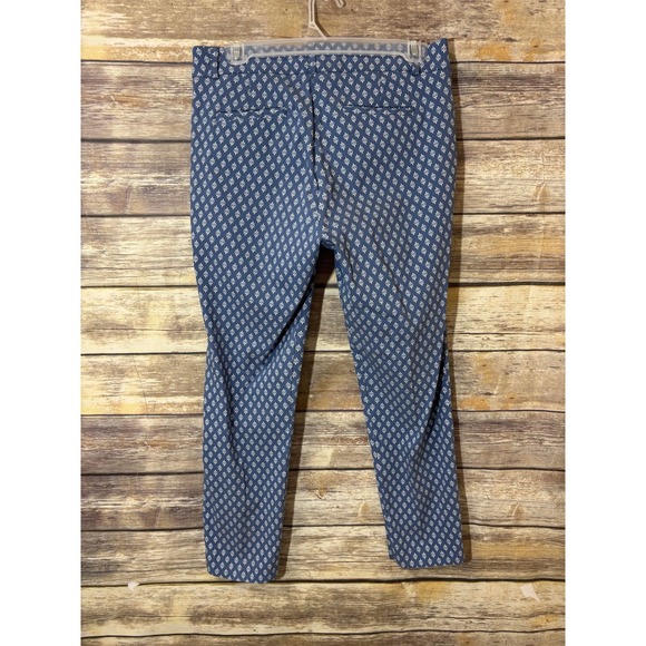 Anthropologie Cartonnier Blue White Diamond Printed Cropped‎ Pants Size 6 - Picture 3 of 6